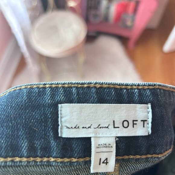 Button Front Loft Denim Mini Skirt Size:14 - Picture 4 of 4